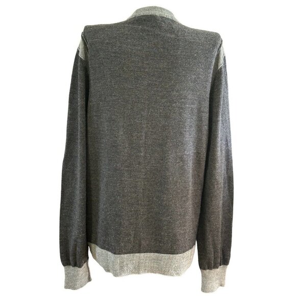 Michael Kors 100% Merino Wool 2-Tone Gray Button Up Long Sleeve Cardigan Sz L - Picture 3 of 9